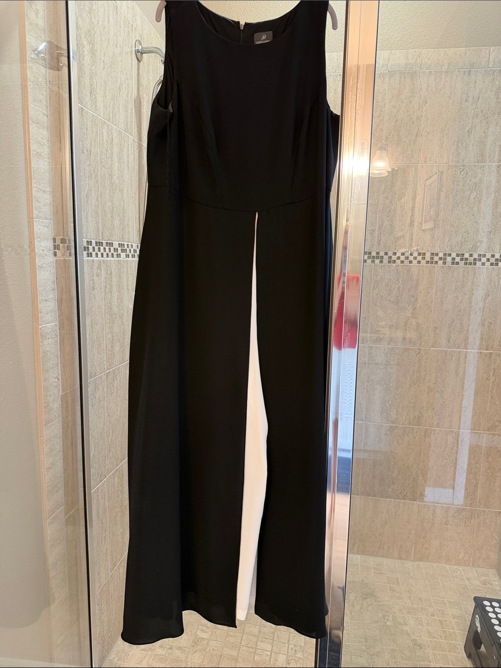 Adrianna Papell Black dress with White Front Panel